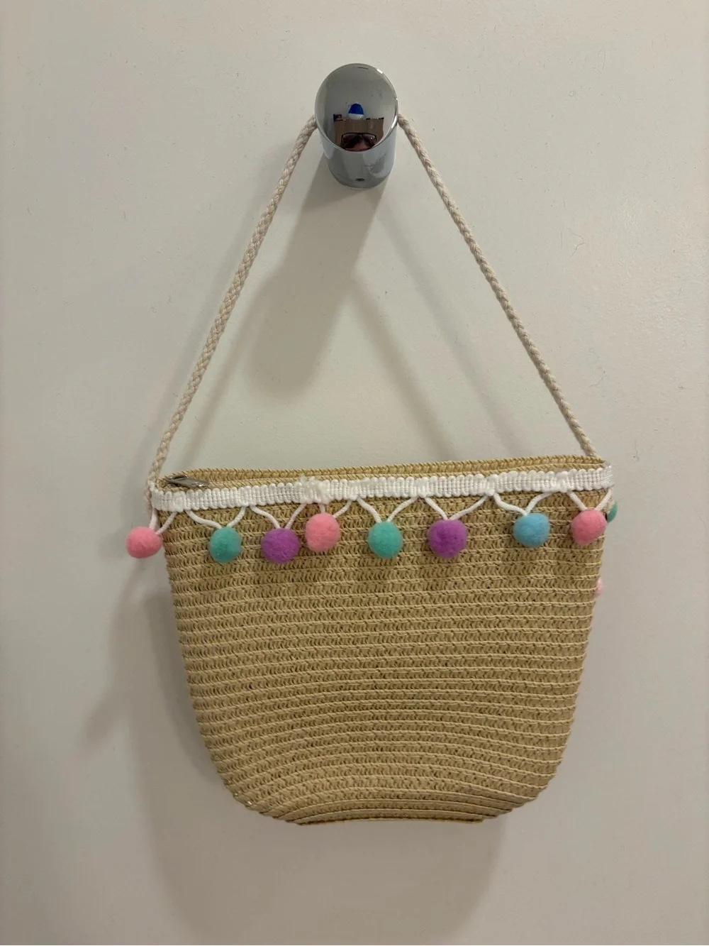 Girls Bag A Initial Pom Pom Floral Bee Purse Zipper